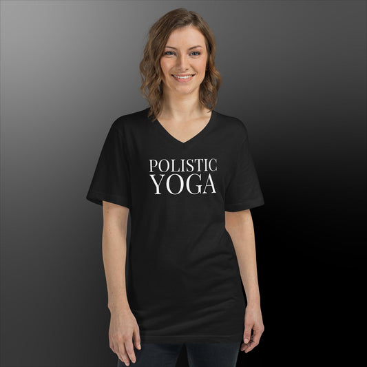 Unisex Short Sleeve Polistic Yoga V-Neck T-Shirt